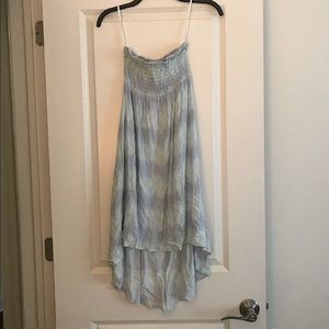 Smocked strapless Tie dye high low dress